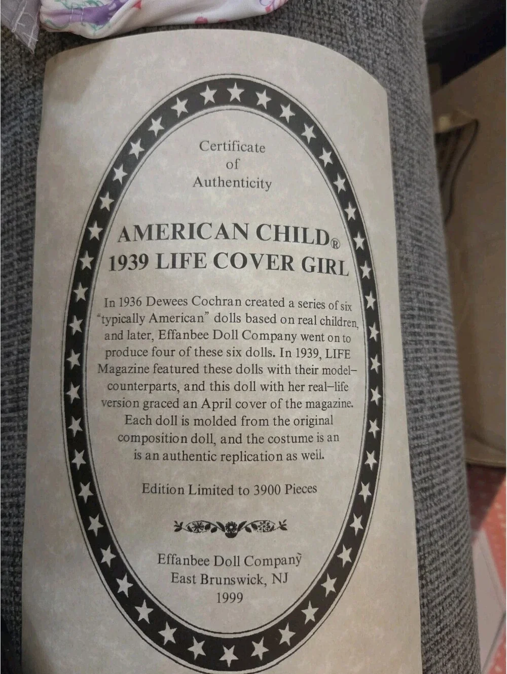American child doll 1939 life covergirl V 742 1999